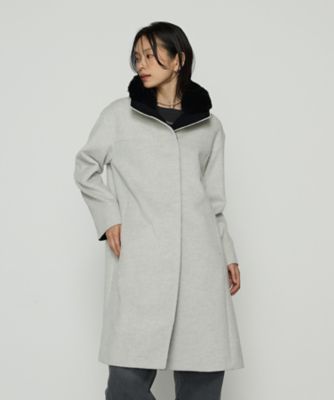 TALLサイズ 〕 アンゴラウール スタンドフーデットコート