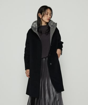 TALLサイズ 〕 アンゴラウール スタンドフーデットコート