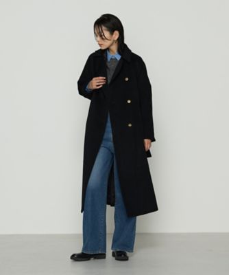 美品 ✨️アンゴラ ロング チェスターコート 日本製 ブラック大きいサイズ XL アパレル】 美品 アンゴラ混 チェスターコート ロング丈 日本製 180 XL