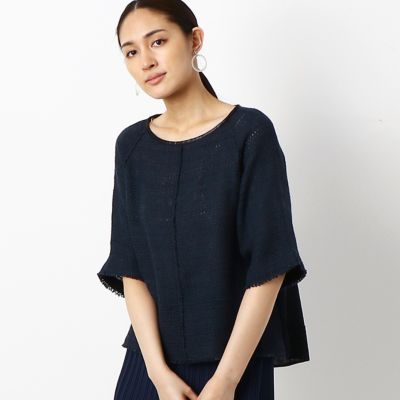 ＜COMME CA TALL (Women/大きいサイズ)＞〔ＴＡＬＬサイズ〕【ウォッシャブル】からみ織り　シャツプルオーバー（７６１６ＨＴ１０）