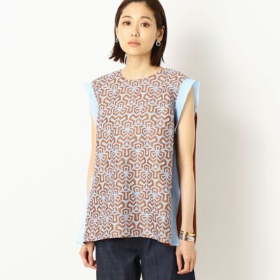 ＜COMME CA TALL (Women/大きいサイズ)＞〔ＴＡＬＬサイズ〕刺繍　サイドフリル　ノースリーブブラウス（７６１６ＨＹ１３）