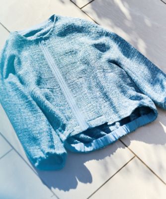 COMME CA TALL (Women/大きいサイズ)/コムサ トール 〔　ＴＡＬＬサイズ　〕Ｌｉｋｅ　Ｄｅｎｉｍツイード　ブルゾン（７６１６ＶＯ０４）