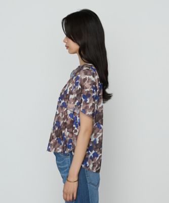 〔　ＴＡＬＬサイズ　〕　強撚カッセンアートプリント　フロントタックブラウス（７６１７ＨＫ２０）
