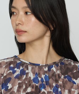 〔　ＴＡＬＬサイズ　〕　強撚カッセンアートプリント　フロントタックブラウス（７６１７ＨＫ２０）