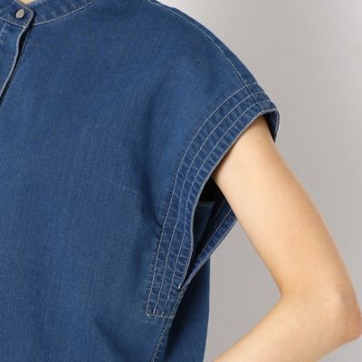 〔ＴＡＬＬサイズ〕ピケデニム　フレンチスリーブブラウス（７６１７ＨＹ１４）