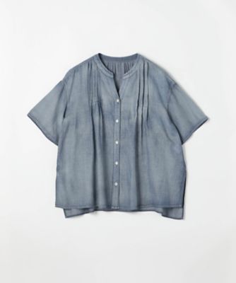 TALLサイズ 〕 2．2オンス シフォンデニムタックブラウス