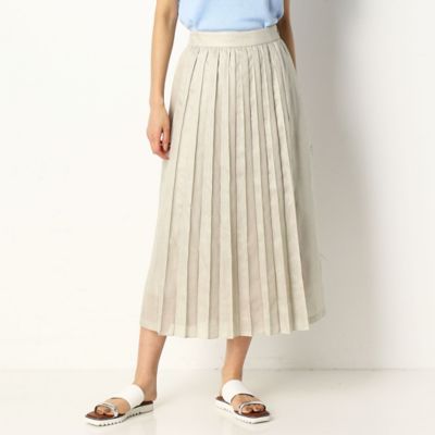 ＜COMME CA TALL (Women/大きいサイズ)＞〔ＴＡＬＬサイズ〕リネンシフォン　接ぎプリーツスカート（７６１８ＦＹ０７）