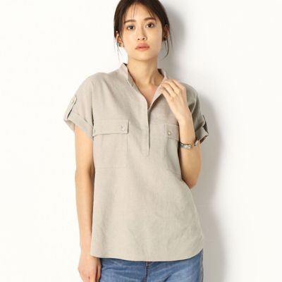 ＜COMME CA TALL (Women/大きいサイズ)＞〔ＴＡＬＬサイズ〕麻ストレッチ　サファリシャツ（７６１８ＨＹ１５）