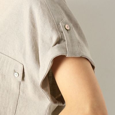 〔ＴＡＬＬサイズ〕麻ストレッチ　サファリシャツ（７６１８ＨＹ１５）