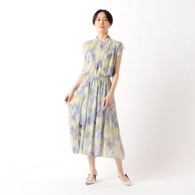 〔　ＴＡＬＬサイズ　〕　【セットアップ対応】強撚割繊アートプリント　アシンメトリースカート（７６１９ＦＧ０５）