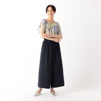 〔　ＴＡＬＬサイズ　〕　【セットアップ対応】強撚割繊アートプリント　タックブラウス（７６１９ＨＧ１０）