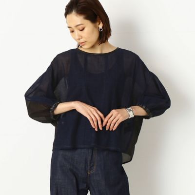 〔ＴＡＬＬサイズ〕藍染め　からみ織り　ボリュームスリーブプルオーバー（７６１９ＨＹ１６）