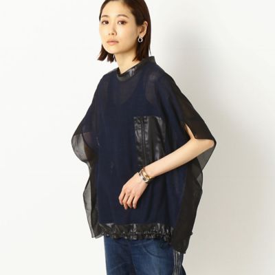 ＜COMME CA TALL (Women/大きいサイズ)＞〔ＴＡＬＬサイズ〕藍　からみ織り　サイドフリルプルオーバー（７６１９ＨＹ１７）