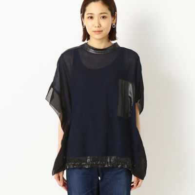 〔ＴＡＬＬサイズ〕藍　からみ織り　サイドフリルプルオーバー（７６１９ＨＹ１７）