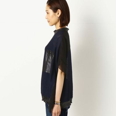 〔ＴＡＬＬサイズ〕藍　からみ織り　サイドフリルプルオーバー（７６１９ＨＹ１７）