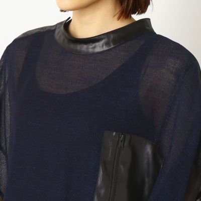 〔ＴＡＬＬサイズ〕藍　からみ織り　サイドフリルプルオーバー（７６１９ＨＹ１７）