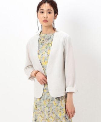 ＜COMME CA TALL (Women/大きいサイズ)＞〔　ＴＡＬＬサイズ　〕　Ｗフェイスジャージー　ノーカラージャケット（７６１９ＪＣ０５）