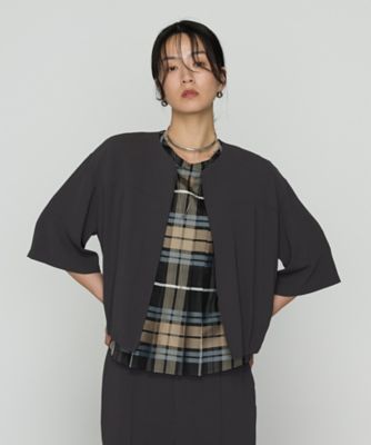 ＜COMME CA TALL (Women/大きいサイズ)＞〔　ＴＡＬＬサイズ　〕　バックサテンジョーゼット　ハーフスリーブブルゾン（７６１９ＶＫ０５）