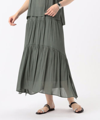 ＜COMME CA TALL (Women/大きいサイズ)＞〔　ＴＡＬＬサイズ　〕　【セットアップ対応】スプリットジョーゼット　ティアードスカート（７６２０ＦＧ０８）