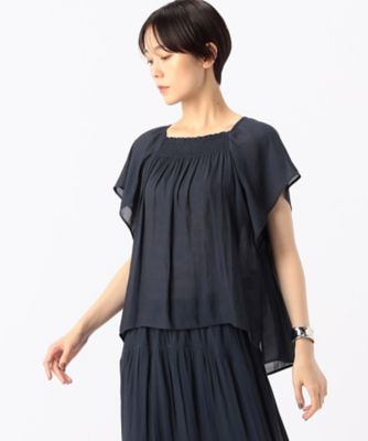 〔　ＴＡＬＬサイズ　〕　【セットアップ対応】スプリットジョーゼット　シャーリングブラウス（７６２０ＨＧ１２）
