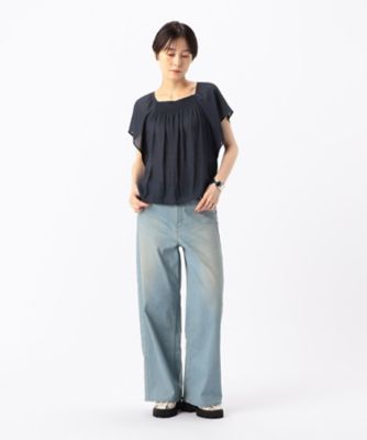 〔　ＴＡＬＬサイズ　〕　【セットアップ対応】スプリットジョーゼット　シャーリングブラウス（７６２０ＨＧ１２）