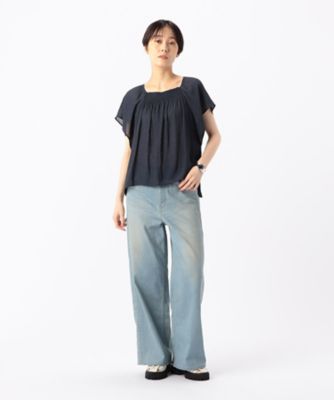 〔　ＴＡＬＬサイズ　〕　【セットアップ対応】スプリットジョーゼット　シャーリングブラウス（７６２０ＨＧ１２）