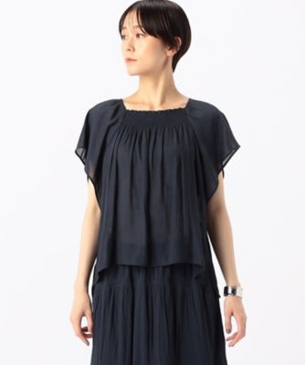 〔　ＴＡＬＬサイズ　〕　【セットアップ対応】スプリットジョーゼット　シャーリングブラウス（７６２０ＨＧ１２）