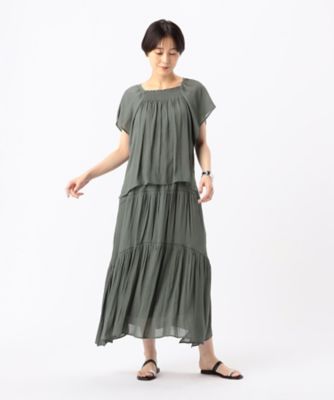 〔　ＴＡＬＬサイズ　〕　【セットアップ対応】スプリットジョーゼット　シャーリングブラウス（７６２０ＨＧ１２）