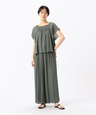 〔　ＴＡＬＬサイズ　〕　【セットアップ対応】スプリットジョーゼット　シャーリングブラウス（７６２０ＨＧ１２）