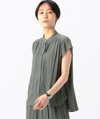 ＜COMME CA TALL (Women/大きいサイズ)＞〔　ＴＡＬＬサイズ　〕　【セットアップ対応】スプリットジョーゼット　ピンタック・ギャザーブラウス（７６２０ＨＧ１３）