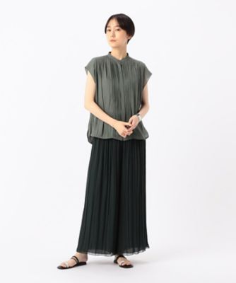 〔　ＴＡＬＬサイズ　〕　【セットアップ対応】スプリットジョーゼット　ピンタック・ギャザーブラウス（７６２０ＨＧ１３）