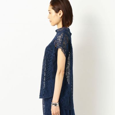 〔ＴＡＬＬサイズ〕【セットアップ対応】ジオメトリックフラワーケミカルレース　　総レースブラウス（７６２１ＨＹ１８）