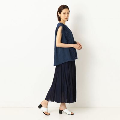 〔ＴＡＬＬサイズ〕【セットアップ対応】ジオメトリックフラワーケミカルレース　レース×ラミーちりめんフリルブラウス（７６２１ＨＹ１９）