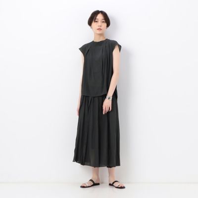 〔　ＴＡＬＬサイズ　〕　【セットアップ対応】スプリットジョーゼット　アートプリント　タックブラウス（７６２２ＨＣ１４）