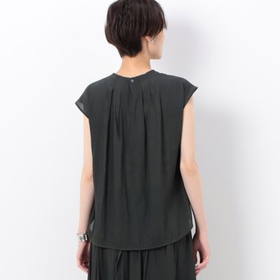 〔　ＴＡＬＬサイズ　〕　【セットアップ対応】スプリットジョーゼット　アートプリント　タックブラウス（７６２２ＨＣ１４）