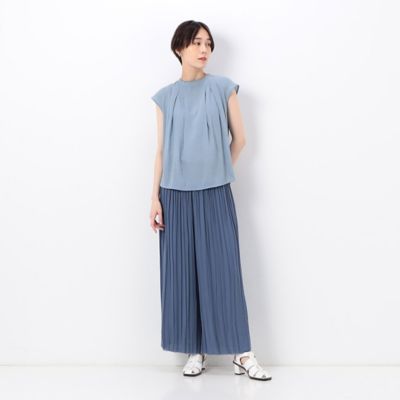 〔　ＴＡＬＬサイズ　〕　【セットアップ対応】スプリットジョーゼット　アートプリント　タックブラウス（７６２２ＨＣ１４）