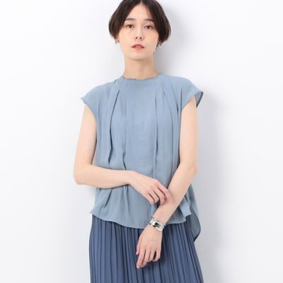 〔　ＴＡＬＬサイズ　〕　【セットアップ対応】スプリットジョーゼット　アートプリント　タックブラウス（７６２２ＨＣ１４）