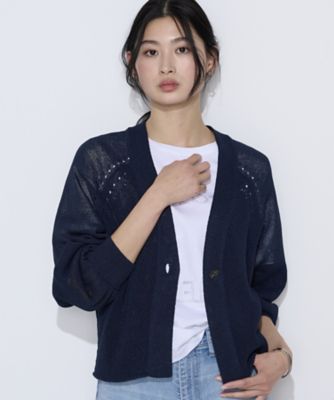 TALLサイズ 〕 和紙混ドライタッチ ニットカーディガン