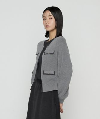 ＜COMME CA TALL (Women/大きいサイズ)＞〔　ＴＡＬＬサイズ　〕　モールジャカードニット　ジップアップカーディガン（７６４３ＩＭ０４）