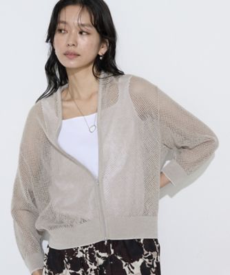 ＜COMME CA TALL (Women/大きいサイズ)＞〔　ＴＡＬＬサイズ　〕　リネンメッシュ　ジップアップカーディガン（７６４３ＩＯ０５）