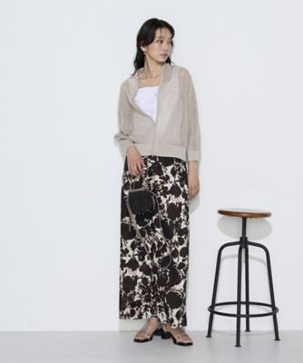 【洗える！】WAVY LACE カーディガン M KAMIYA カーディガン WAVY KAMIYA” Printed Silk Lace Knit Cardigan