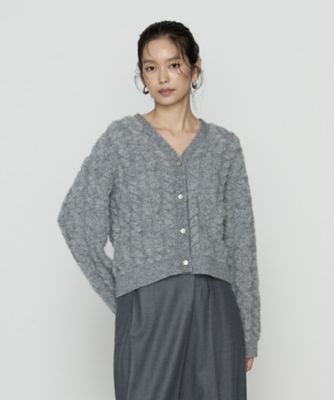 ＜COMME CA TALL (Women/大きいサイズ)＞〔　ＴＡＬＬサイズ　〕　パイル編み　　Ｖネックカーディガン（７６４５ＩＭ０６）