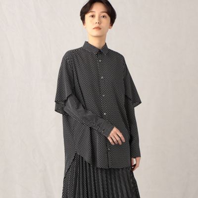 【セットアップ対応】ドットプリント　フレアショルダーシャツ（７７０２ＨＣ０１）