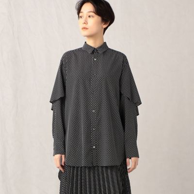 【セットアップ対応】ドットプリント　フレアショルダーシャツ（７７０２ＨＣ０１）
