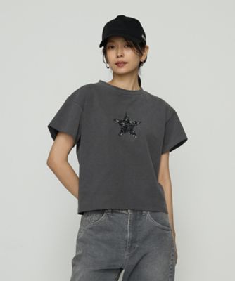 ＜β (Women)＞スパンコール　星刺繍Ｔシャツ（７７０２ＴＭ０１）