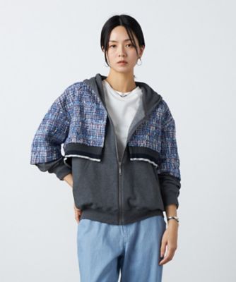 ＜β (Women)＞ブルーツイード　フードブルゾン（７７０３ＶＯ０６）
