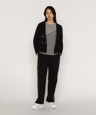 パネルストライプ ノーカラーブラウス（7705BK01） | β (Women