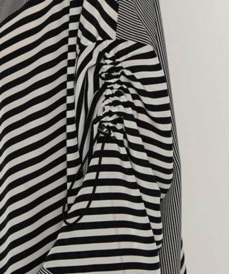 パネルストライプ ノーカラーブラウス（7705BK01） | β (Women