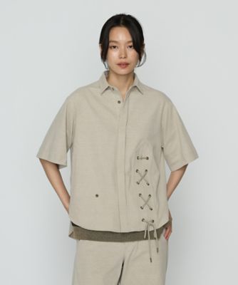 【セットアップ対応】レースアップ半袖シャツ（７７０６ＨＫ０５）
