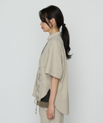 【セットアップ対応】レースアップ半袖シャツ（７７０６ＨＫ０５）